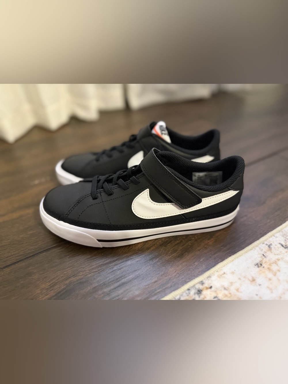 Nike Kids Black and White Low-Top Velcro Sneakers